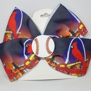 Hand Crafted Cardinals Hair Bow - Black, Red, and White
